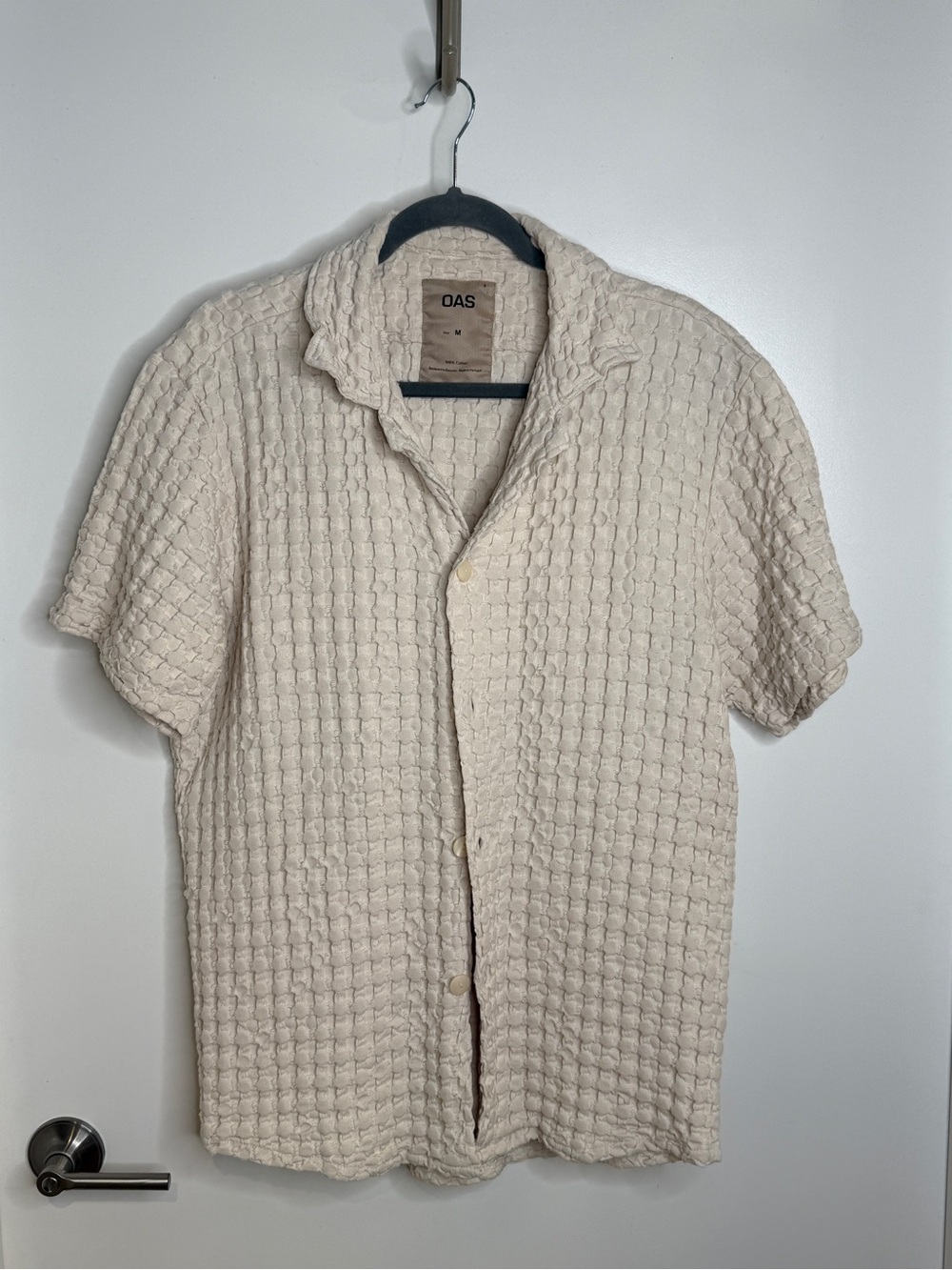 OAS Cream Waffle-Textured shirt AND shorts